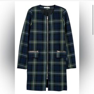 H & M Divided Plaid Women's Jacket Blue, Green - gold hardware EUC size 2 SMALL